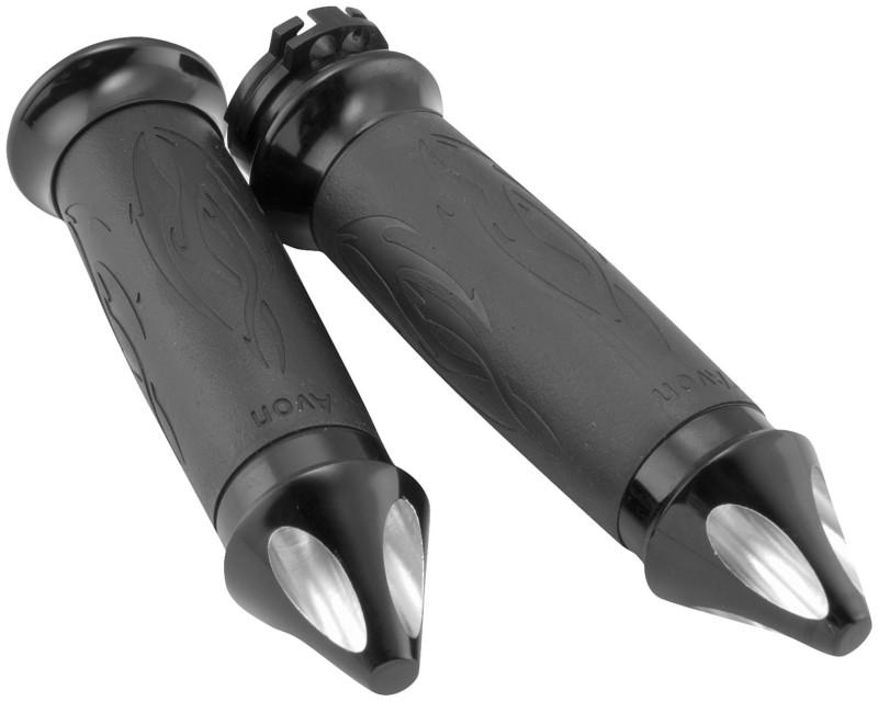 Avon grips custom contour spike grips - tribal - black anodized  trib-91-ano