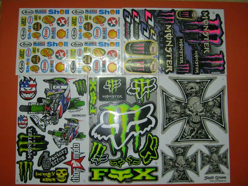 5pcs decal sheet kit stickers atv car bike rockstar energy dirt quad sposorn