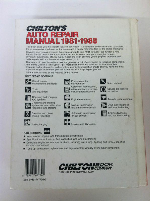 Chilton Manual Auto Repair Manual 1981-1988, Read For More Info, US $12.99, image 2