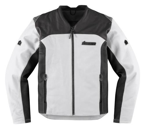 New icon device adult leather jacket, white/black, med/md