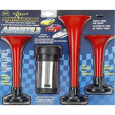 Wolo 405 Horn Air Horn Airmite 3 Low Mid High Tones 12 V 120 dB Red Pair, US $39.92, image 1