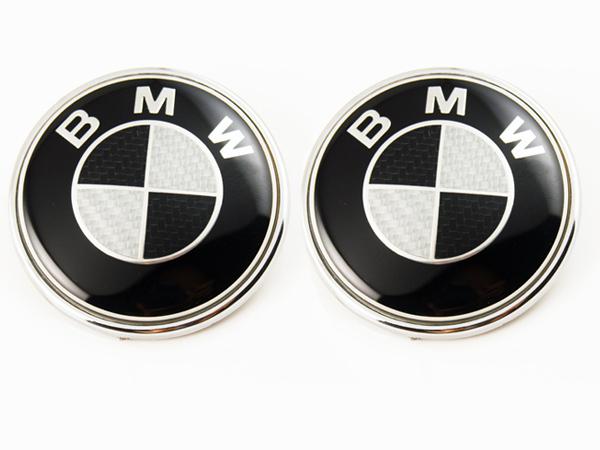 2pcs trunk hood emblem 82 mm carbon fiber for bmw