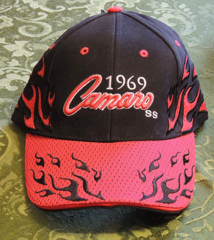 New geniune chevrolet 1969 camaro ss baseball hat red  black  with tags gm chevy