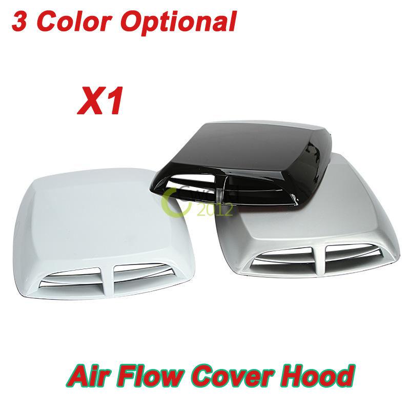 Black universal car decorative air flow intake scoop bonnet vent cover hood