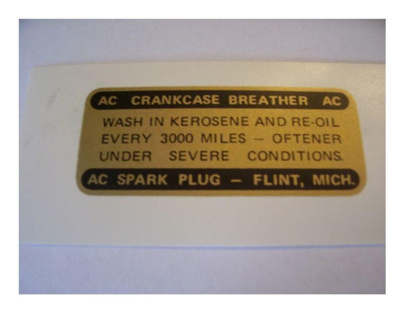 55 56 57 buick cadillac chevy olds pontiac oil cap breather decal