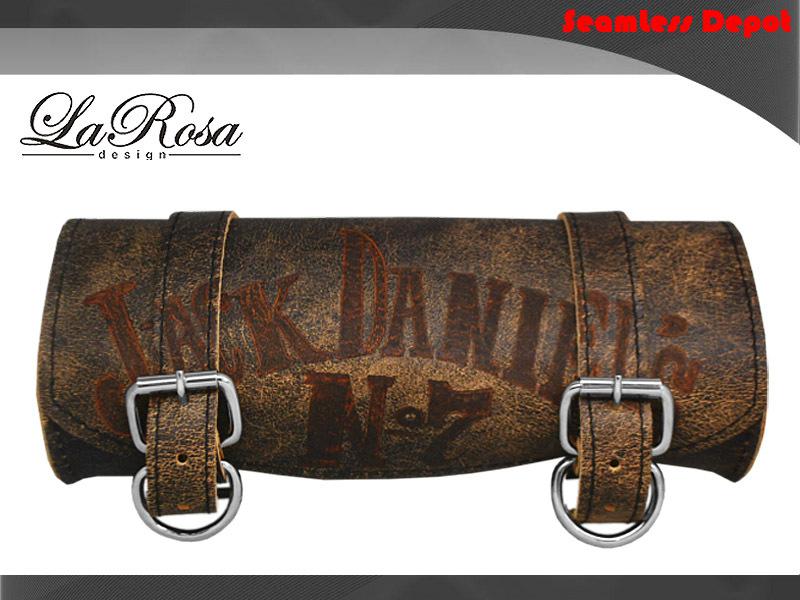 La rosa sportster softail rustic brown leather jack daniel front fork tool bag 