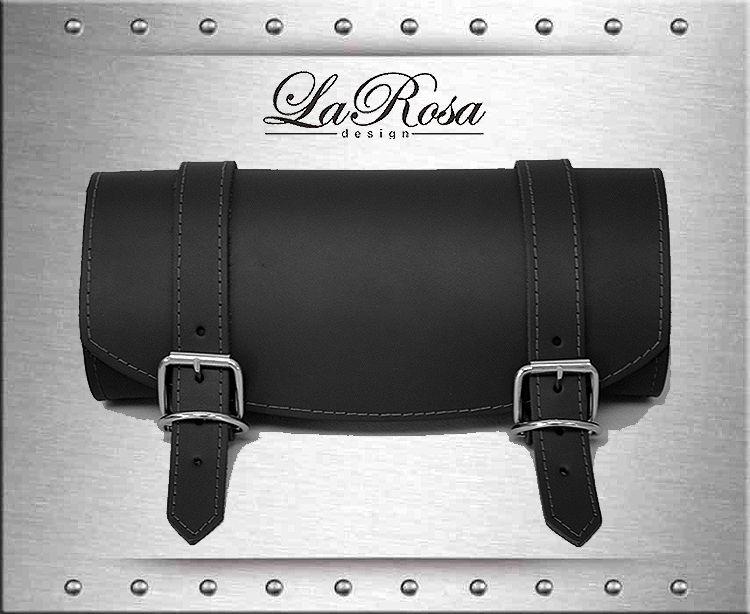 La Rosa Black Leather Harley Softail Sportster Front Tool Bag + Spare Gas Bottle, US $104.95, image 2