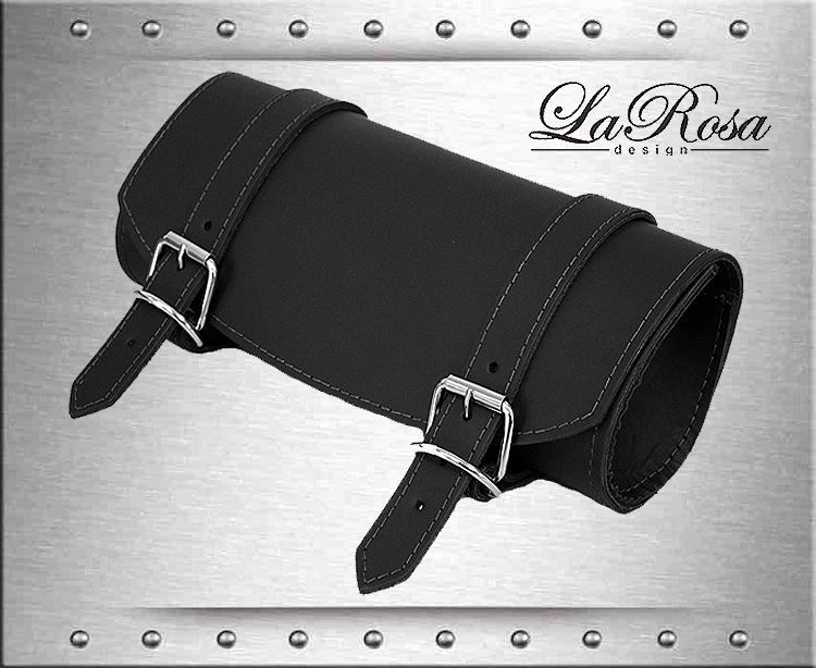 La Rosa Black Leather Harley Softail Sportster Front Tool Bag + Spare Gas Bottle, US $104.95, image 3