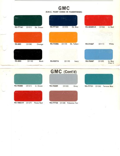 1966 gmc trucks van pickup 66 paint chips 66 dupont 5