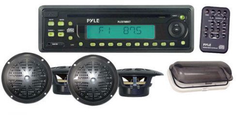 New plcd7mrkt waterproof marine am/fm/cd player receiver w/ 4 x 5.25&#039;&#039; speakers