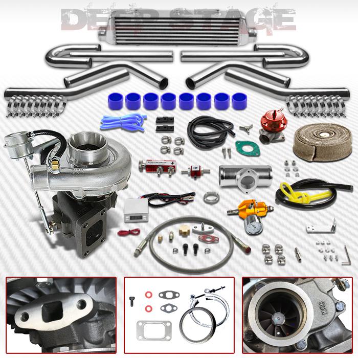 T04e t3/t4 v-band 10pc turbo kit w/intercooler+blow off valve+boost controller