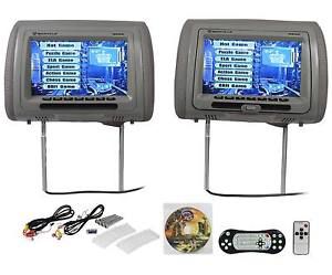 Rockville rdp931-gr 9” gray car dvd/usb/hdmi headrest monitors+video games