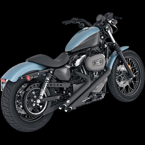 Vance & hines sideshots 2-into-2 exhaust, black for 2004-2013 harley sportster