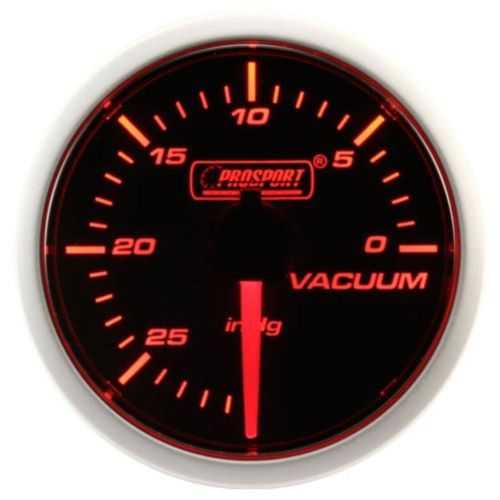 Prosport 52mm amber red &amp; white led smoke face electrical vacuum gauge inhg