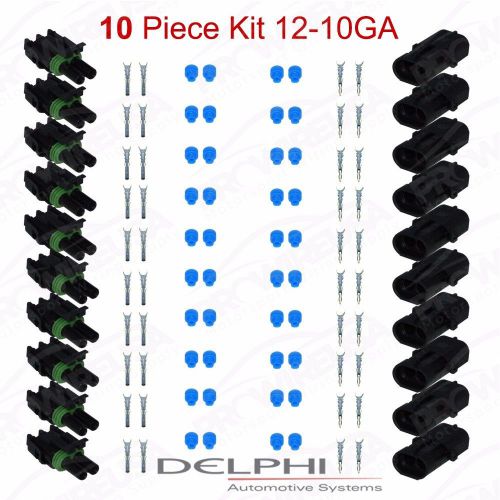 Delphi weather pack 2 pin sealed connector kit 12-10 ga !!!10 complete kits!!