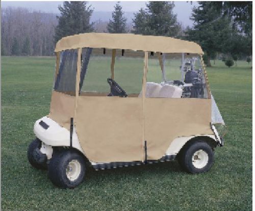 Deluxe 4 sided golf car cart enclosure - 2 person carts sand