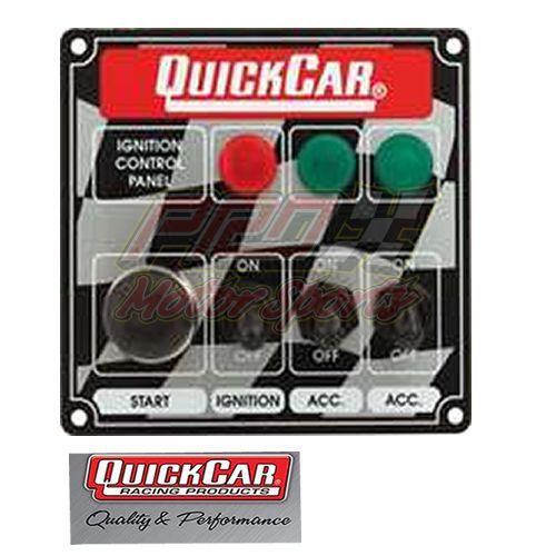 Quickcar racing ignition  switch panel 3 toggles &amp; push buttonw/ lights 50-025