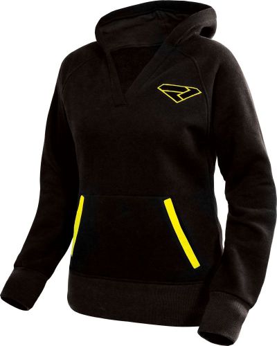 Fxr pinnacle womens pullover hoodie black/hi-vis yellow