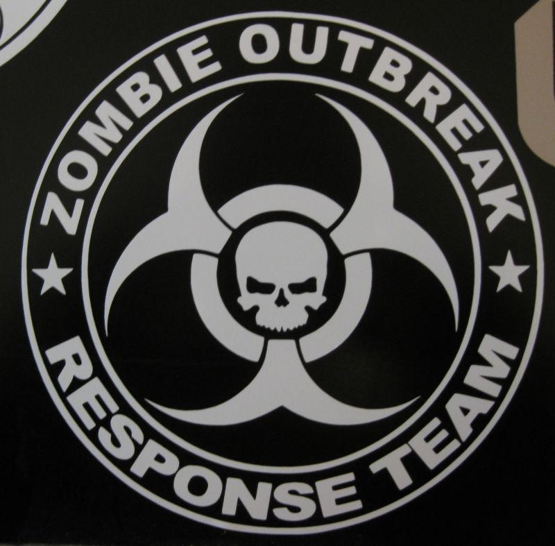 Zombie out break response team vinyl sticker decal- walking fead biohazard truck