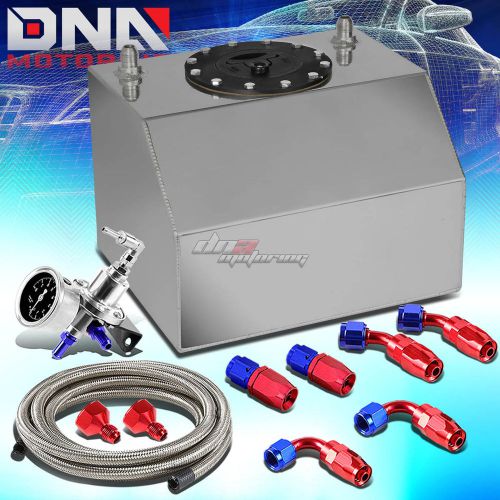 4 gallon polished aluminum fuel oil tank+cap+steel line kit+pressure regulator