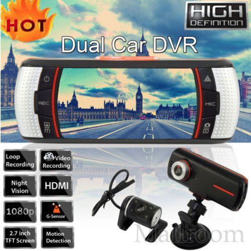 2.7&#034; double lentille voiture véhicule 1080p hd tiret appareil-photo/caméra cam
