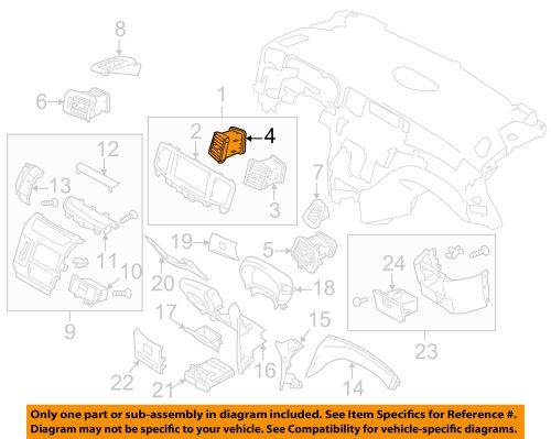 Nissan oem 11-15 quest instrument panel-center duct left 687511ja0a