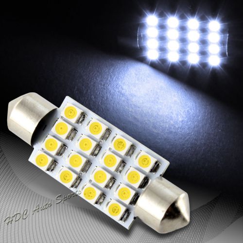 1x 41mm 16 smd white led festoon dome map glove box trunk replacement light bulb
