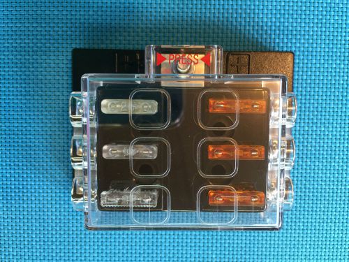 Atc / ato medium 6 way covered fuse panel block with fuses