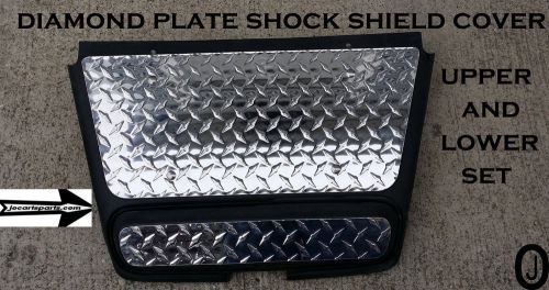 Ezgo golf cart diamond plate upper and lower shock cover shield - bumper set