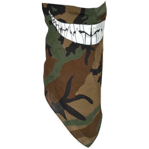 Zan headgear 3-in-1 cotton bandanna - glow in the dark camo with teeth