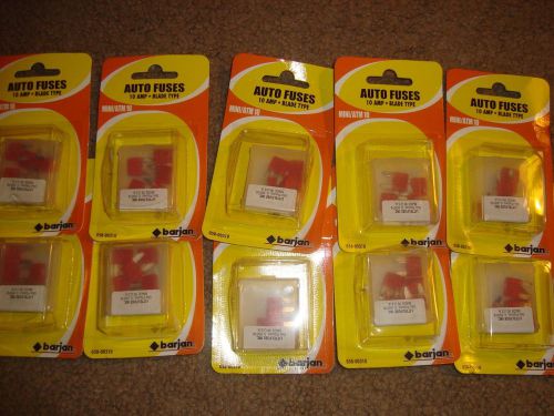 (10) packages of 5 fuses (50) total 10 amp blade type mini atm barjan