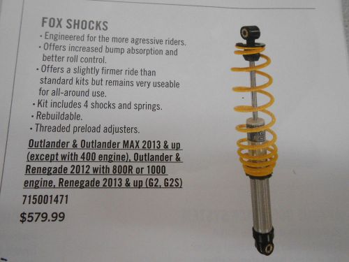 Can am outlander, renegade &amp; max fox adjustable shocks kit of 4 # 715001471