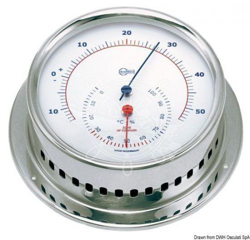 Barigo sky series thermometer hygrometer polished ss white dial 110x32mm