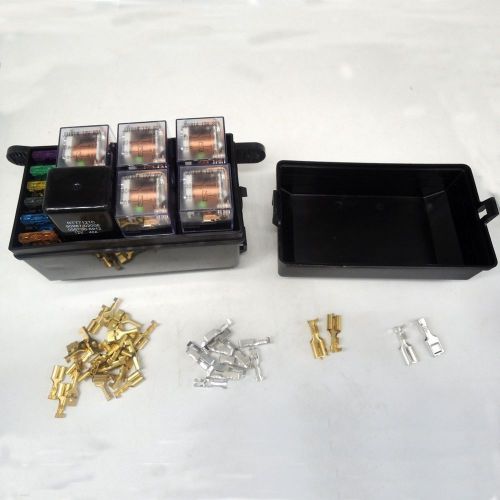 Auto fuse box 6 relay holder 5 road insurance holder with 5x 12v 80a / 1x12v 40a