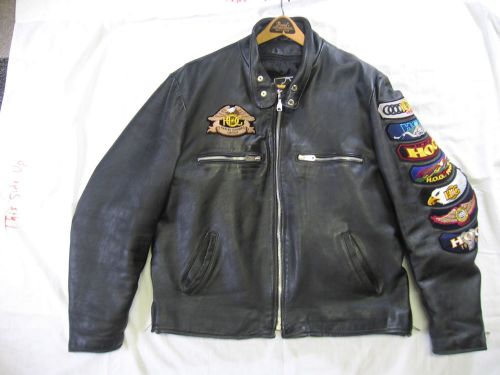 Mens harley style cycle jacket  xl size 48 loaded with patches good shape!!!
