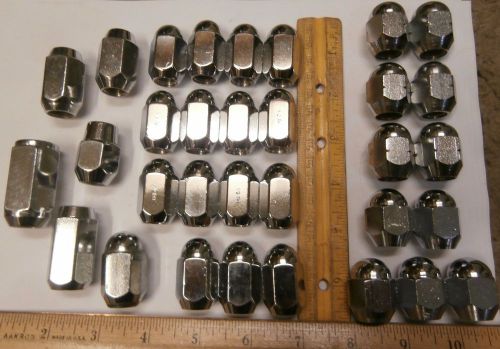 1/2&#034;, 9/16&#034;, 7/16&#034;?? chrome lug nuts; 1940s? &#039;50s? &#039;60s? &#039;70s? plymouth? dodge?