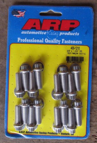Arp 400-1210 stainless steel header bolts 3/8-16 thread 1&#034;-25mm uhl set of 16