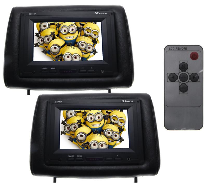 Pair universal 7" headrest monitors +3yr waranty black car tft head rest pillow