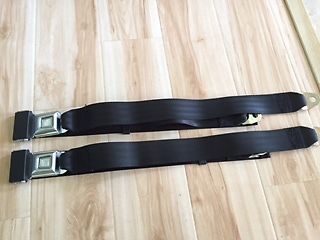 Universal push button deluxe starburst lap seat belts - black - pair - 1203