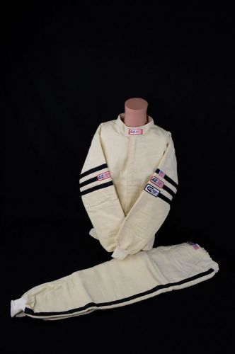Rjs sfi 3-2a/5 classic 2 piece adult xl nomex driving fire suit white &amp; black