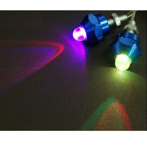Sell CAR COLORED LIGHT LED LICENSE PLATE BOLTS NUMBER PLATE BLUE X 2