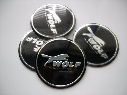 Wolf wheel center cap  emblems set 4 aluminum stickers decal black