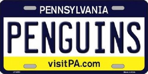 Nhl penguins  vanity license plate tag  6&#034;x 12&#034; metal pittsburgh auto cup new pa