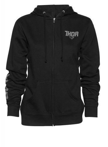 Thor mx motocross women's 2017 fin zip-up hoodie sweatshirt (black) s (small)