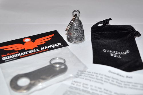 Sugar skull with guardian® motorcycle ride bell plus hanger!