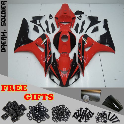 Plastic red black injection fairing fit for honda 06-07 cbr1000rr bolts abs j02