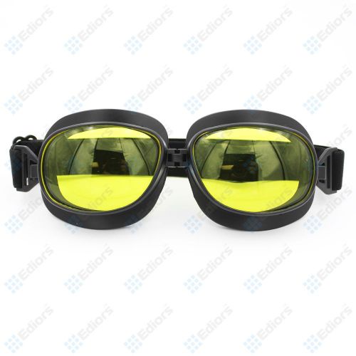 Aviator pilot cruiser motorcycle scooter atv goggles eyewear yellow lens