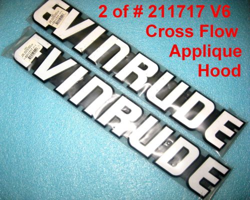 Hood applques (pair) fvinrude v6 cross flow #211717 -  nos