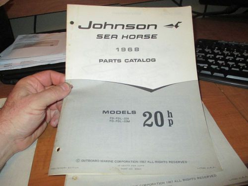 1968 20 hp johnson sea horse parts catalog fd fdl 22a m  outboard motor omc boat
