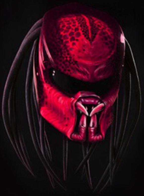 Predator motorcycle helmet/red candy look  airbrushing